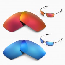 Walleva Fire Red + Ice Blue Polarized Replacement Lenses For Oakley Square Whisker Sunglasses